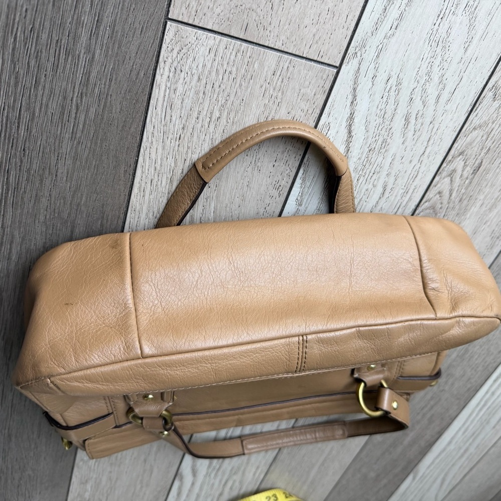Coach Campbell Eva flap satchel in camel leather - Picture 6 of 11
